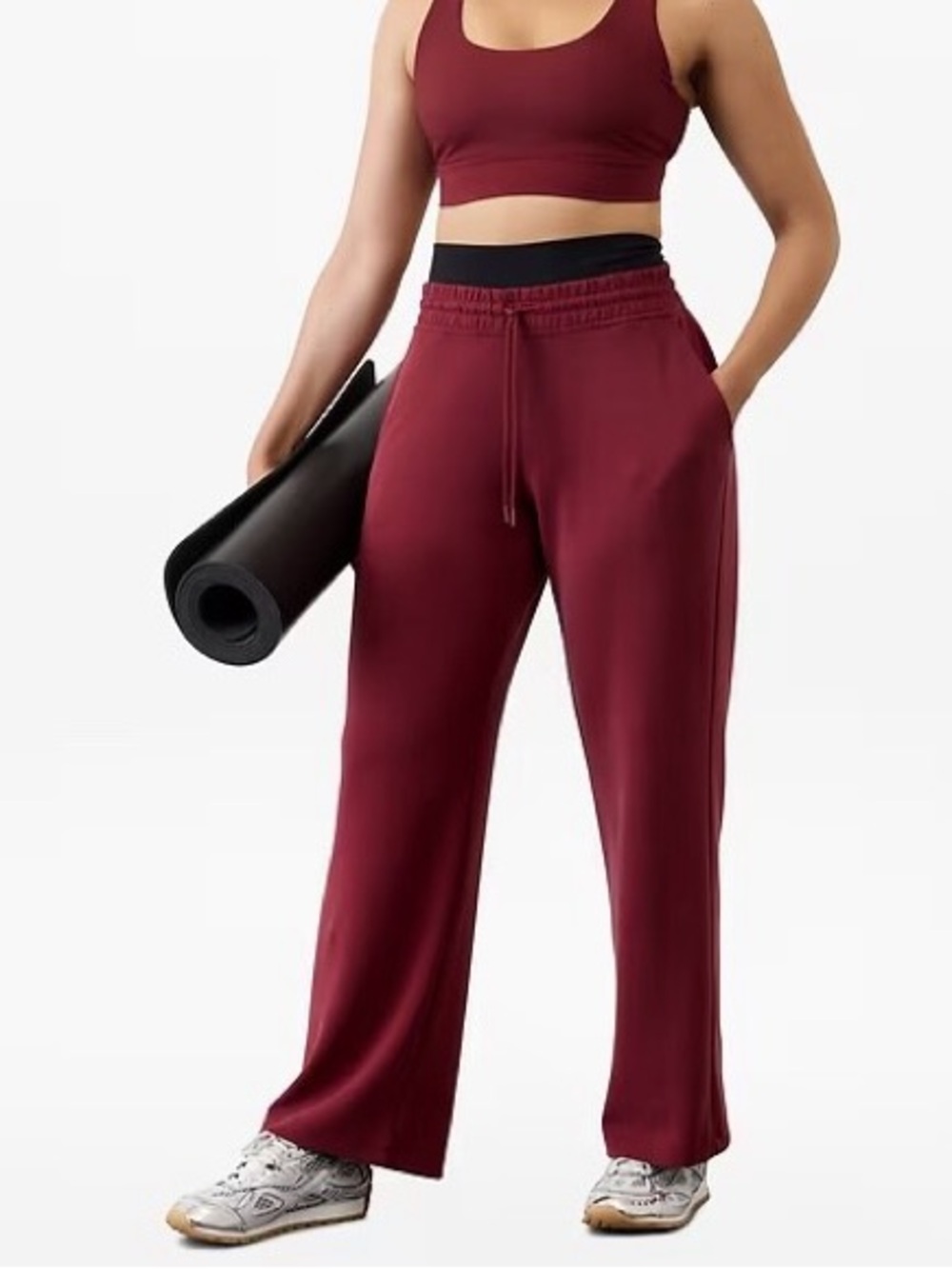 Athleta Seasoft Mid Rise Straight Pant in Burgundy Red XLT Tall Athleisure Gorp